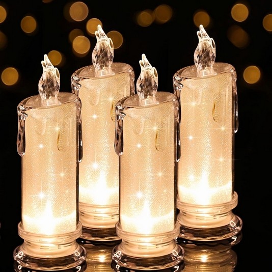 Biele LED Sviečky na Batérie 7x18 cm, 4 ks - Ideálne do Dekorácie